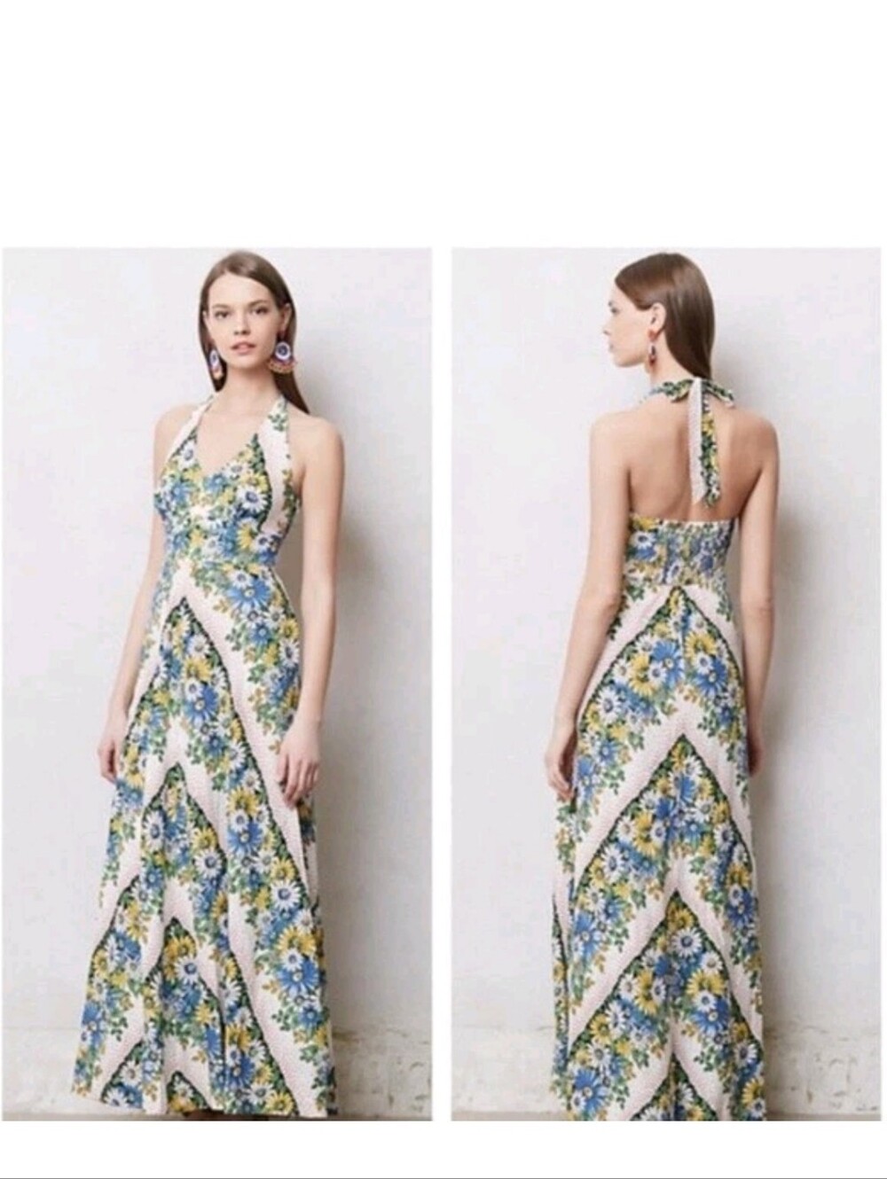 Postmark Halter Floral Soraya Maxi Dress Glee Size 10 Anthropolgie Summer